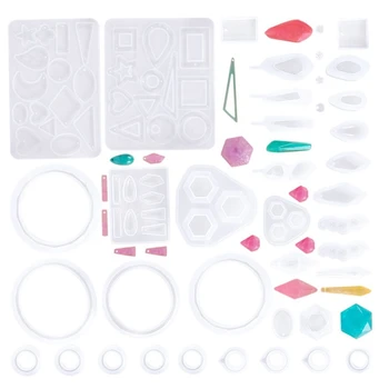 

39pcs Silicone Resin Small Jewelry Mold, Epoxy Resin Molds for Various Shape Earrings, Pendant, Bangle, Ring, DIY Casting