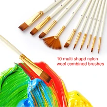 10 шт. набор кистей для рисования набор несколько Срединных кистей с нейлоновыми волосами для художника акриловая гуашь с масляной краской