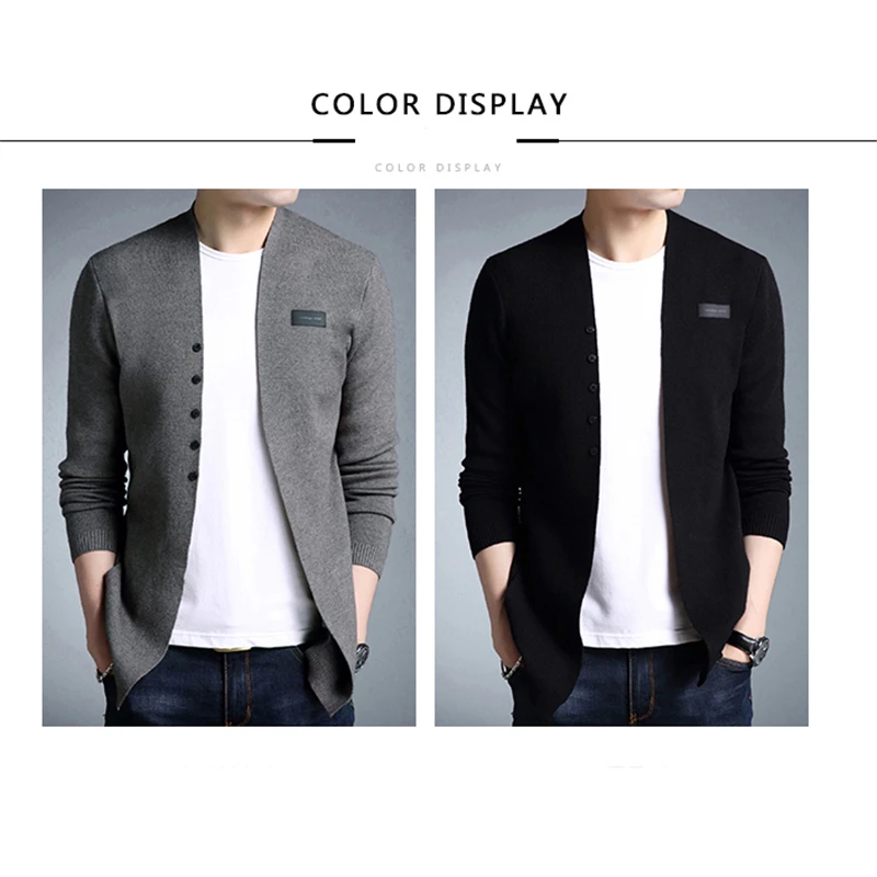 Hot Product TFETTERS Brand Sweater Autumn Knitted Sweater Outerwear Cardigan Sweater Men's Breasted Self-cultivation Black Sweater