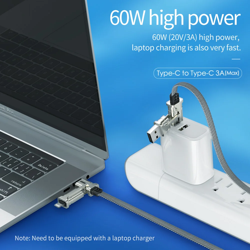 Кабель USB Type C HOCO 4 в 1 металлический кабель для быстрой зарядки PD 60 Вт провод Samsung