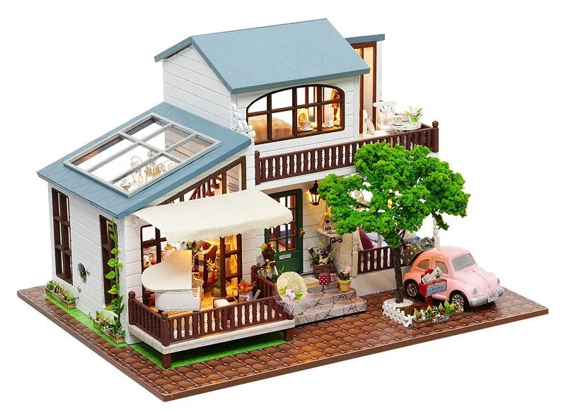 London holiday basic Симпатичные комнаты Руководство Diy Сделать деревянные вилла модель Кукольный дом квартира Миниатюрный Кукольный домик с мебелью игрушки для детей - Цвет: London holiday basic