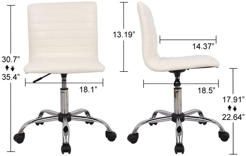 Home Office Computer Chair Adjustable Height Ribbed Low Back Armless Swivel Conference Room Task Desk Chairs