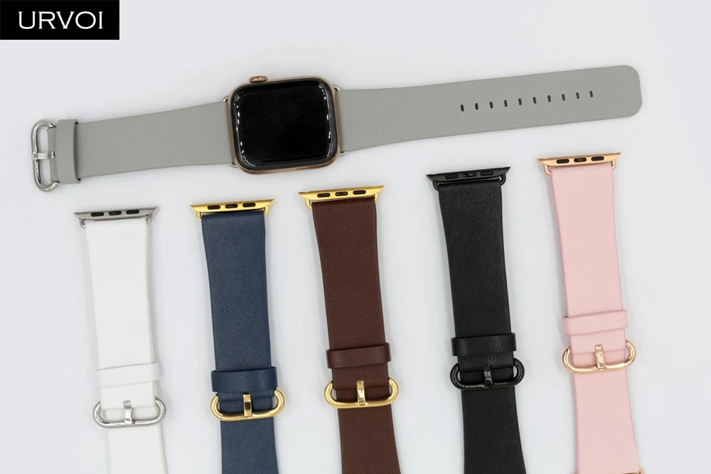 URVOI Классическая Пряжка для Apple Watch band series 5 4 321 натуральная Свифт кожаный ремешок для iWatch наручные современный дизайн высокого качества
