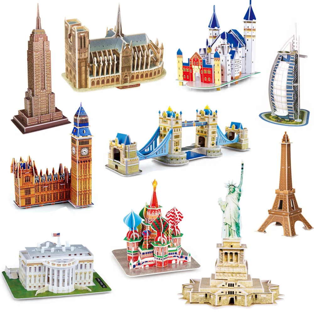 

3D Puzzle Paper Model Games Word Famous Buildings Architecture Puzzlees DIY Jigsaw Puzzle Toy Gift for Kids Christmas Gifts
