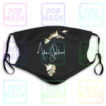 

Vintage Michael Jackson Concert Tour Signature Hat Silhouette Washable Reusable Mask with 2Pcs PM2.5 Filters 5 Layers