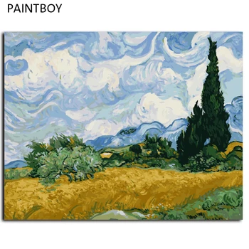 

Van Gogh Oil Painting Framed Picture Painting By Numbers Abstract Landscape DIY Digital Canvas Oil Painting Wall Art G415