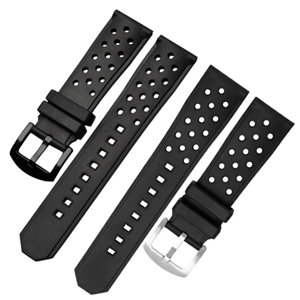 22mm Perforated Silicone Rubber Rally Watch Band Strap Waterproof Air