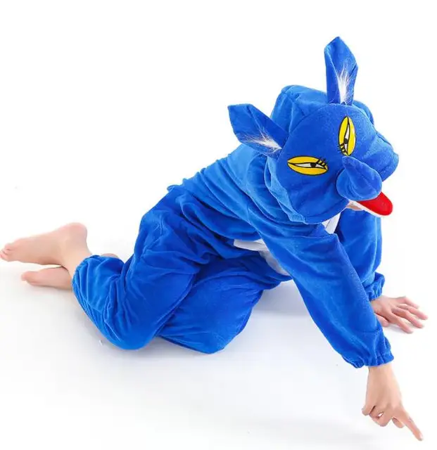Kigurumis Animals Kids Anime Cosplay Costume Funny Suit School Party Student Play Games Onesies Performance Dinosaur Tiger Fancy blue fox
