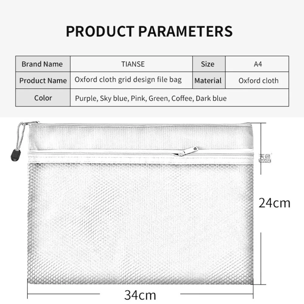 TS-101Folders для A4 двухслойная водонепроницаемая ткань Оксфорд на молнии бумажный файл папка для документов сумка для A4 бумага s канцелярская сумка