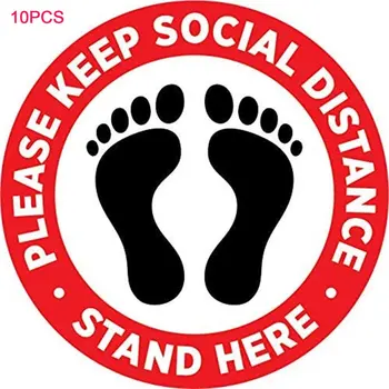 

Please Keep Social Distance 7-Inch Round Pressure-Sensitive Adhesive Pressure-Sensitive Vinyl Walking Signs