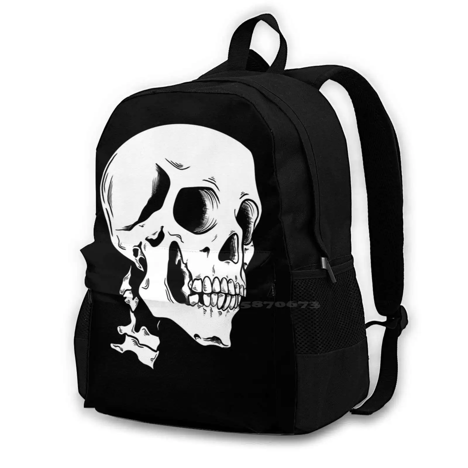 

Школьные ранцы с черепом, дорожный рюкзак для ноутбука с черепом, черный и белый