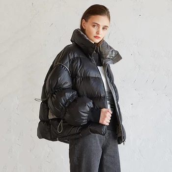 

Women Winter Waterproof Jacket Women Thick Warm Women's Down Park Lantern Sleeve Down Jacket Loose Cotton Padded Winter Coat