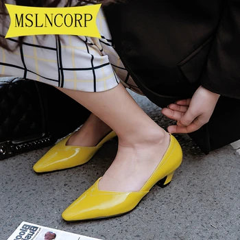 

Plus Size 34-48 Women Pumps Patent Leather Square High Heel Women Shoes Platform Slip on All Match Elegnat Casual Wedding Shoes