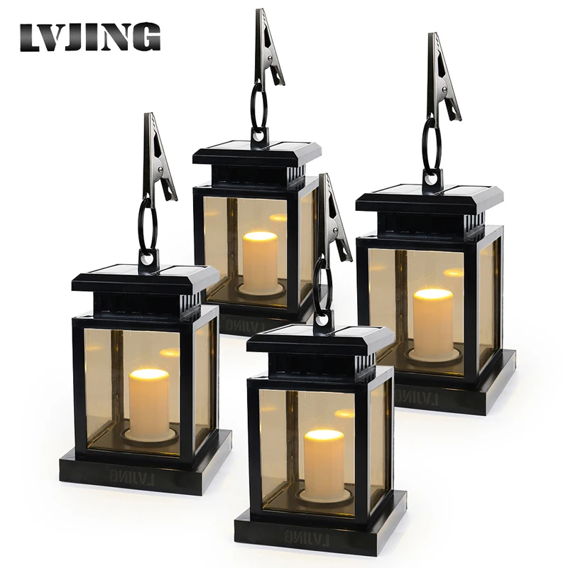 4pcs 2pcs 1pcs Candle Solar Powered Fence Gutter Light Outdoor Garden