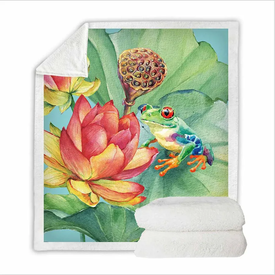 HELENGILI лягушка одеяло на искусственном меху девчачье цветочное покрывало бархатное плюшевое мягкое удобное домашнее Кемпинг покрывало для полета на самолете