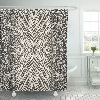 

Mix Mixed Animal Zebra Skin Abstract Pattern Woven Africa Shower Curtain Waterproof Polyester Fabric 60 x 72 Inches Set