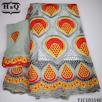 

H&Q 5+2 yards 100% cotton fabric gray embroidery african dry laces hollow out design 2020 high quality swiss voile laces fabrics