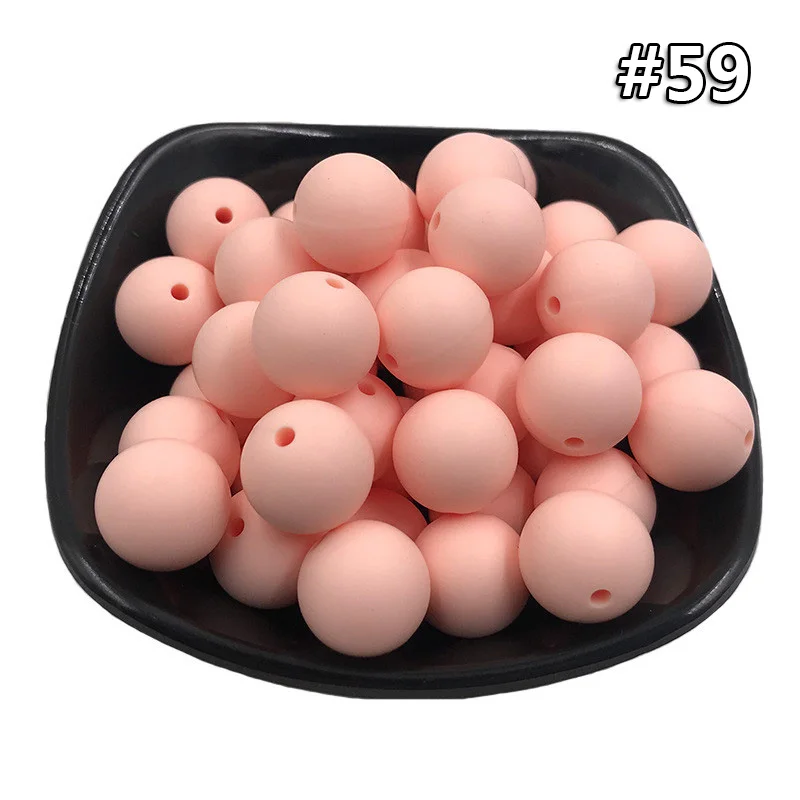 20Pcs Beads 59 20 шт. DIY силиконовые круглые бусины 9 мм Детские Прорезыватели для зубов пищевой класс Детские трофеи BPA бесплатно для детских зубов Уход за necklace ем делая игрушку - Цвет: 20Pcs Beads 59