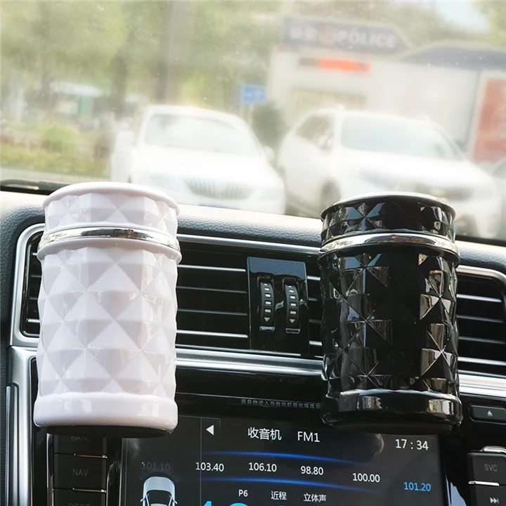 Portable Auto Smokeless Tobacco Tray Cool Diamond Cut Face Air Vent Cup Holder Cigarettes Led Car Ashtray
