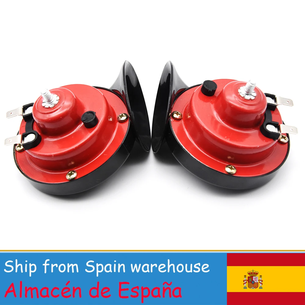 1 Pair Air Horn 12V Super Loud Sound Motorcycle Horn Red Air Speaker for Motorcycle Car Boat Truck Red Snail