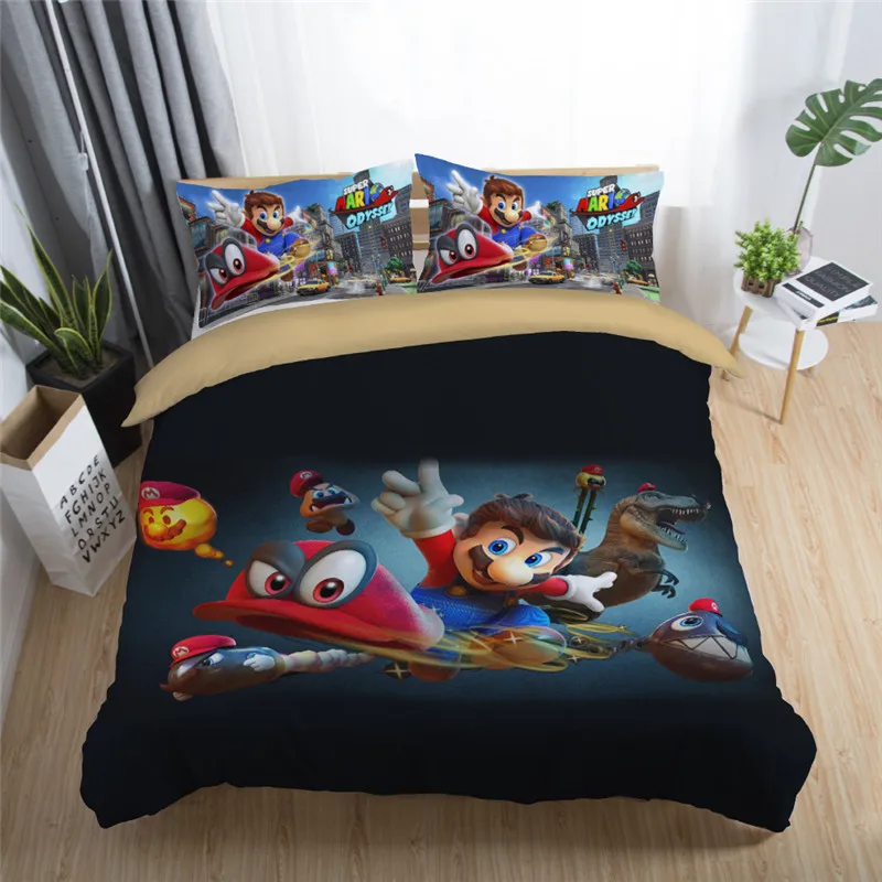 

Home Textile Mario Bros.Printed Bedding Set Children Bedroon Soft Duvet Cover Set Pillowcase Au Eu Us Different Versions Size