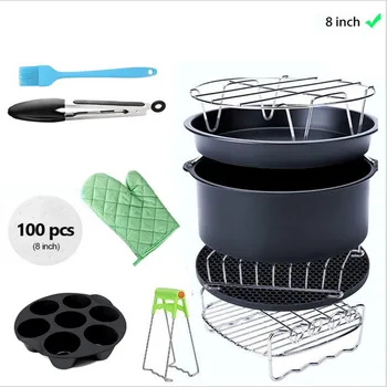 

12PCS Air Fryer Accessories Cooking Fit all Airfryer For 3.2-5.8QT Food Dish Plate Food Clip Pizza Pan Cake Barrel Silicone Mat