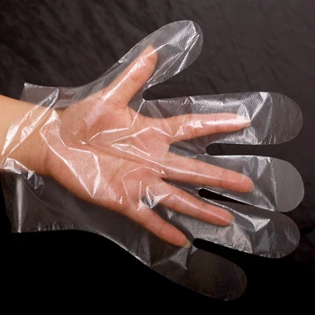 

500/200pcs Disposable Gloves Household Plastic Film Five-finger Cleaning Gloves Beauty Hair Dyed Gloves Transparent
