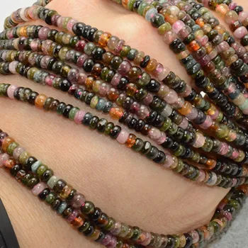 

Natural Mutiple Color Tourmaline Irregular Rondelle Beads3.5mm-3.8mm