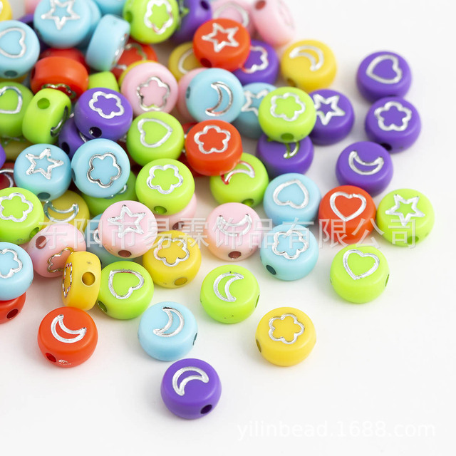style 100pcs4*7mm acrylic letter beads oblate, star, moon, flower-shaped, heart-shaped mixed DIY jewelry accessories