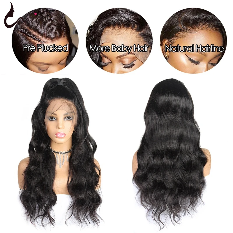 Uwigs 4x4 кружева закрытие парик бразильские волнистые волосы парик с детскими волосами предварительно вырезанные Реми парики из натуральных волос для черный Для женщин 180 плотность