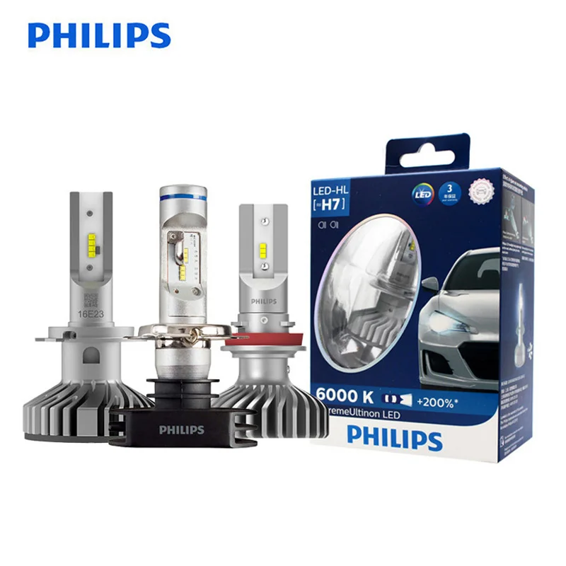 Philips X-tremeUltinon LED H4 H7 H8 H11 H16 HB2 HB3 HB4 9003 9005 9006 Car Head Light Auto Lamps 6000K White 200% More Bright 2X |