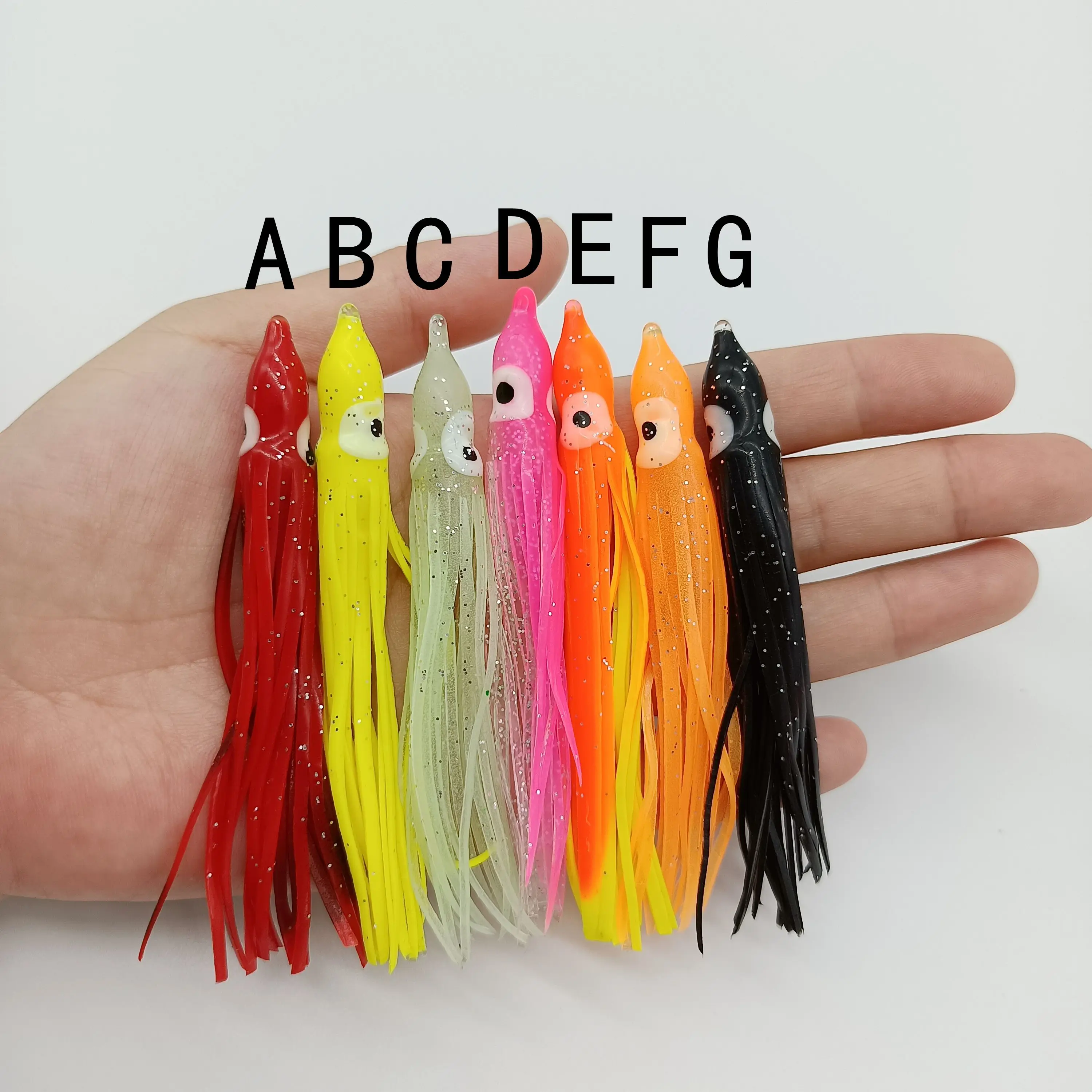 DUODUOYU 10PCS/LOT Squid Skirts Soft Lure 2g/90mm Silicone Bait Octopus  Glow Rubber Artificial Bait Squid Jig Fishing Tackle