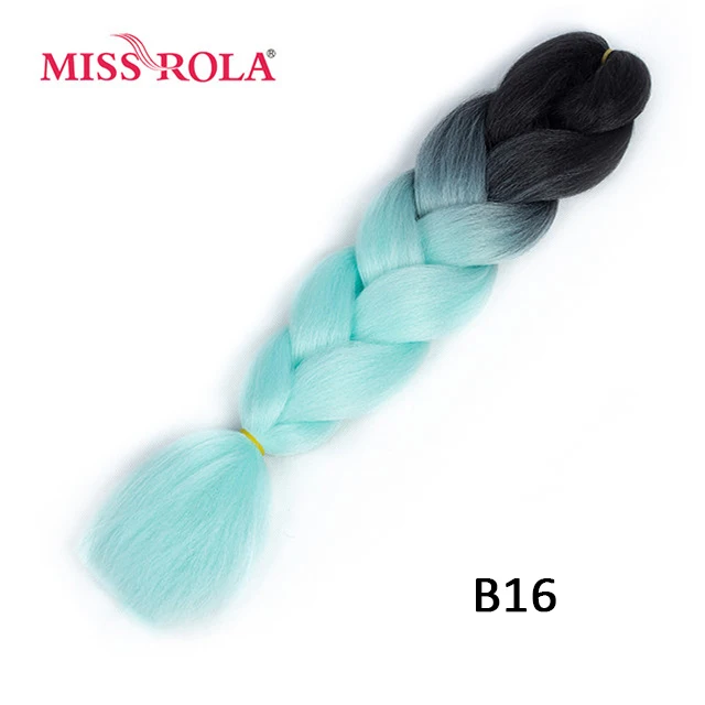 Miss Rola Synthetic Support Wholesale 100g 24 Inch Jumbo BraidsPink Green Yellow High Temperature Fiber Ombre Hair Extensions B16