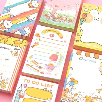 

100Sheets Kawaii Cute Cat Rabbit Bear Rainbow Sticker Memo Pad Marker Stationery School Office Supplies Bullet Journal sl2347