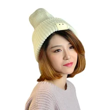 Sparsil новые женские теплые вязаные шапки унисекс повседневные шапки с смайликом осенне-зимние женские мужские однотонные милые универсальные шапочки