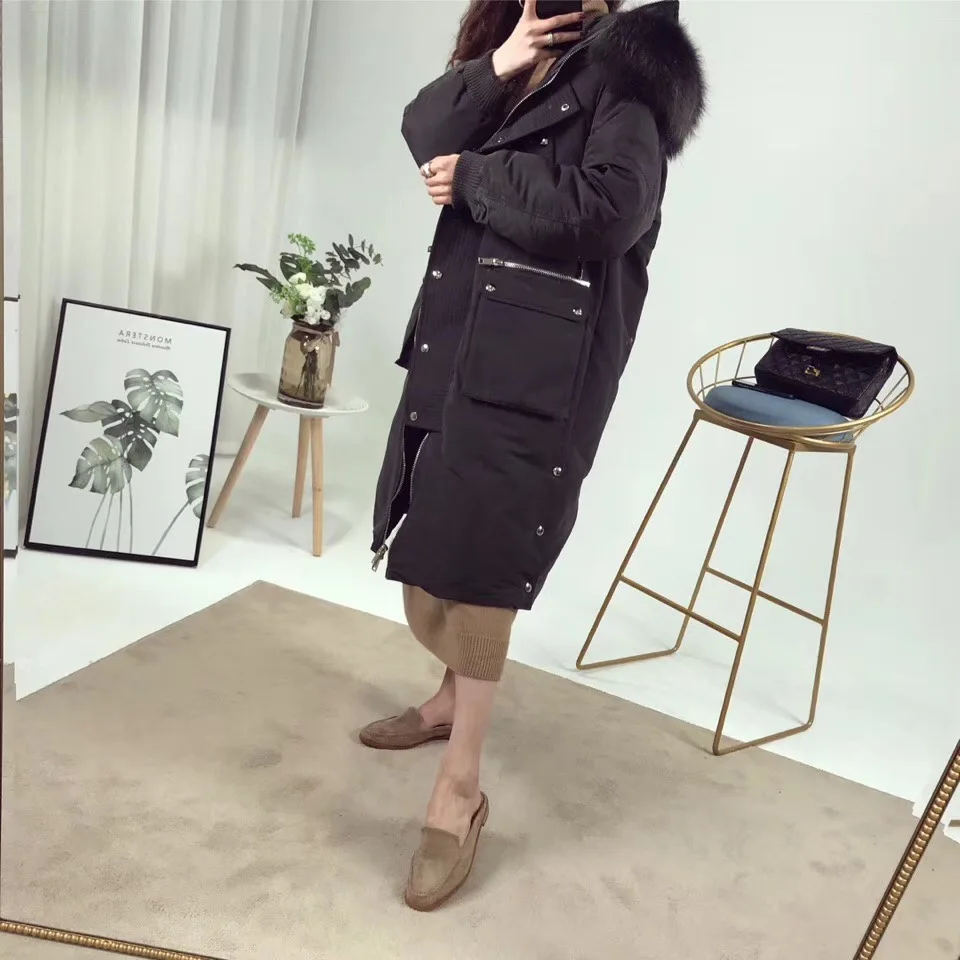 Special Offer Autumn And Winter Luxury Fur Collar Slit Hemline at Hem Important down Jacket Women's