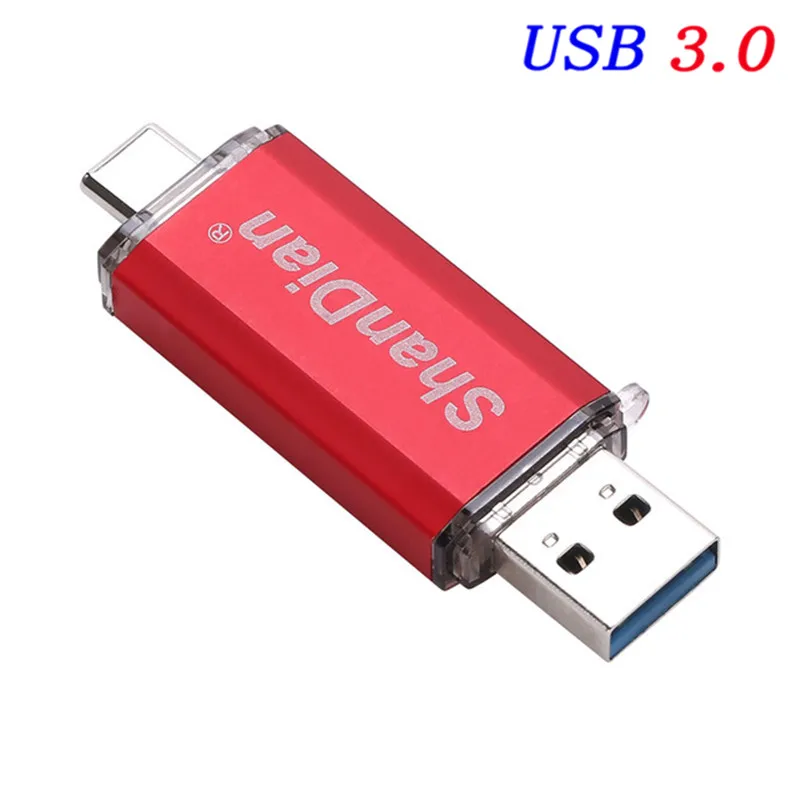 SHANDIAN фактическая емкость USB 3,0 type-C 3,1 usb флеш-накопитель 68 ГБ/32 ГБ/16 ГБ/8 ГБ флеш-накопитель карта памяти U диск - Цвет: Red