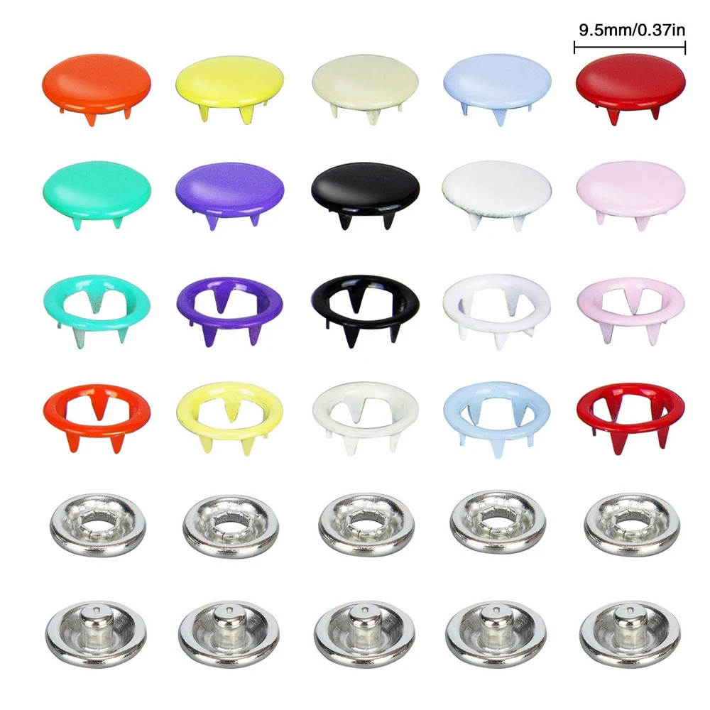 Buy 200 Sets Press Studs Kit Tool Fastener Snap Pliers Metal Cloth Buttons DIY Handmade Clothing Repairs for Clothing Sewing Craft