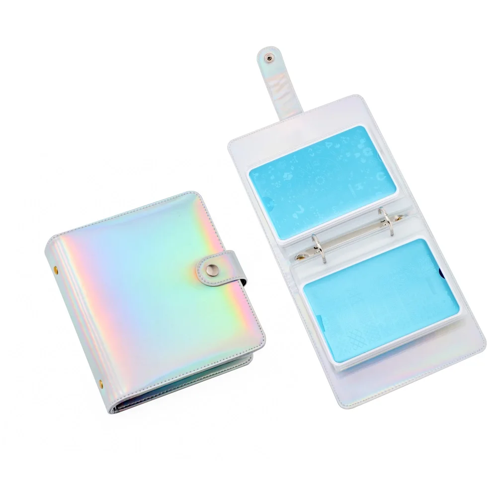 

20Slots Holographic Stamp Template Holder Storage Bag Case Laser Silver Rectangle Empty Nail Art Plate Organizer For Nails Plate