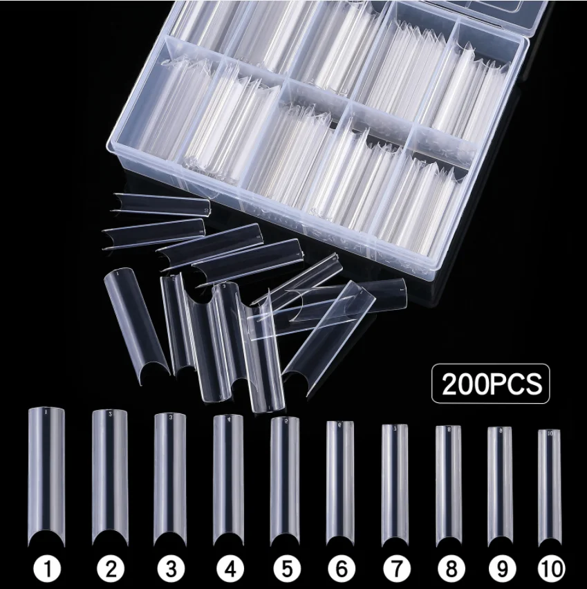 Acrylic False Nail Tips XXL Long Straight Square Shape With Box Extra Long XL C Curve Tips Half Cover Nail Tip Manicure Tool