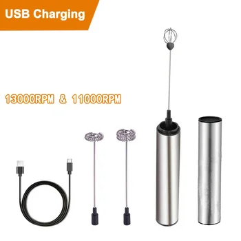 

Milk Frother Handheld Coffee Frother Electric Whisk USB Rechargeable Foam Dining Portable Kitchen Coffee Whisk Tool