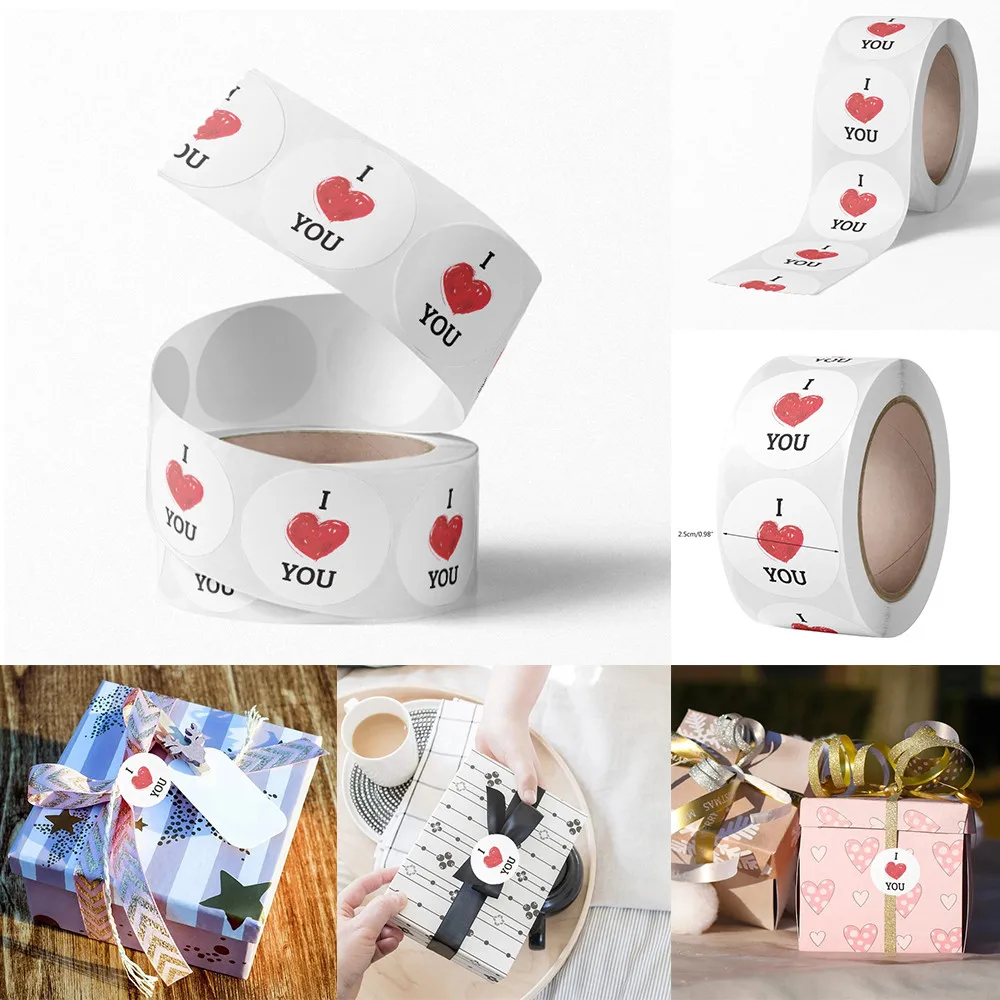 

500pcs/roll Heart Red Stickers Seal Labels Stickers Scrapbooking For Package Wedding Decoration Stationery Sticker