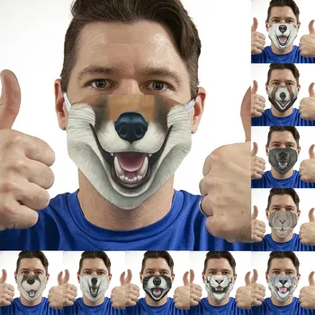 

Unisex Adult Animal Printed Mask Funny Outdoor Face Mouth Muffle Breathable Washable Cycling Face Respirator Festive Rave Masks