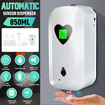 

Spray/Drop Style Automatic Hand Sanitizer Touchless Dispenser USB Recharger 850ML Wall Mounted Automatic Hand&Spray Dispenser