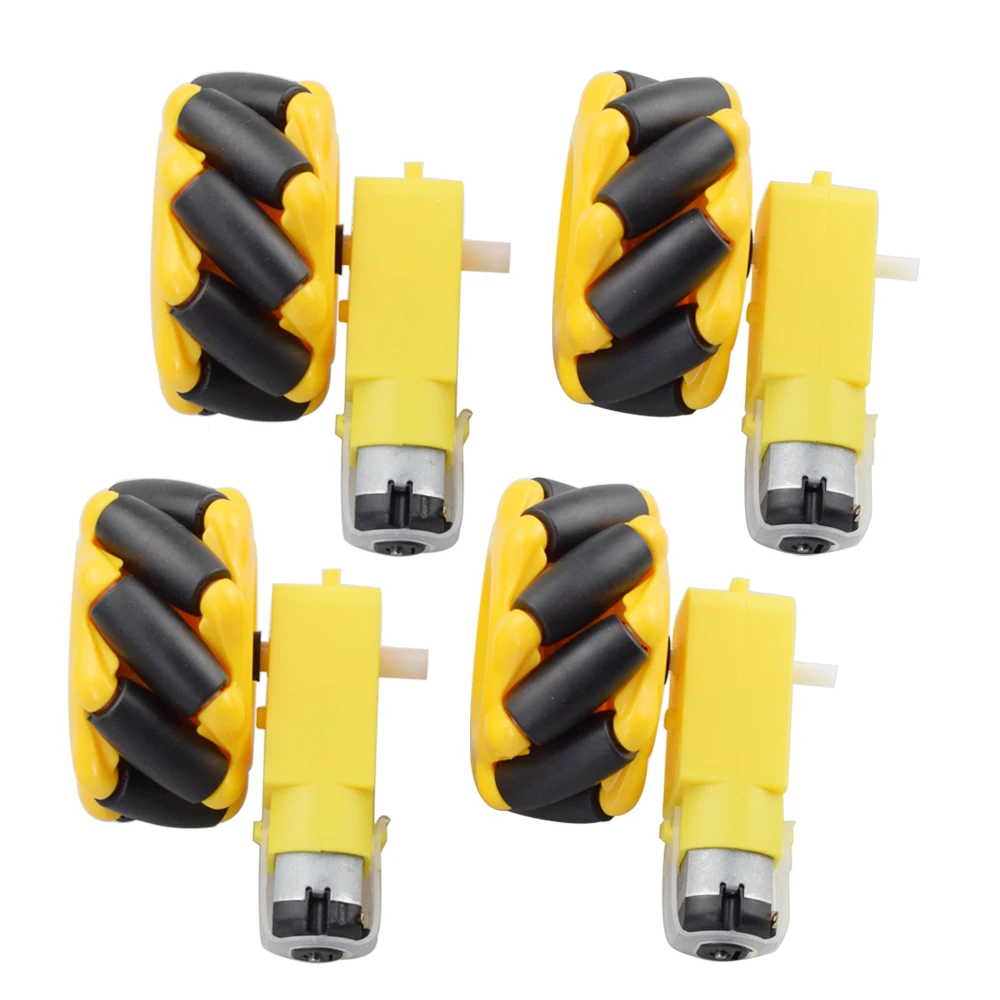 4pcs 60mm Mecanum Omni Wheel+ 4pcs TT Motor+ TT Motor Bracket for Arduino DIY Project Raspberry Pi Stem Toy RC Parts