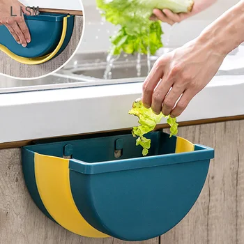 

Foldable Garbage Can Kitchen Trash Storage Box Hanging Trash Bin Wall Mounted Trashcan For Car Bathroom Kitchen Toilet Waste Box