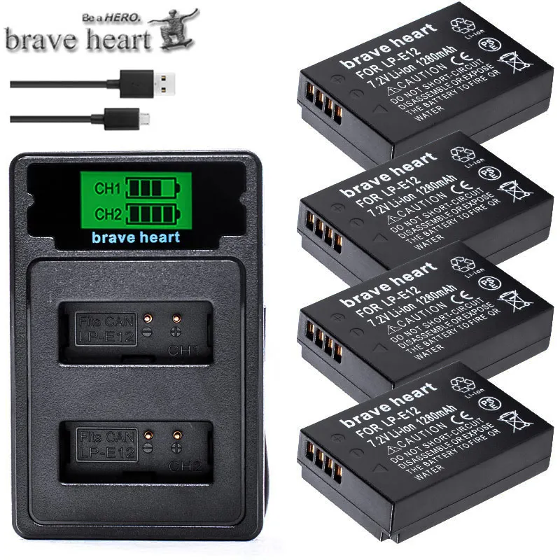 

bateria LP-E12 LPE12 LP E12 Camera Battery AKKU + LCD type-c Charger for Canon M 100D Kiss X7 Rebel SL1 EOS M10 EOS M50 DSLR
