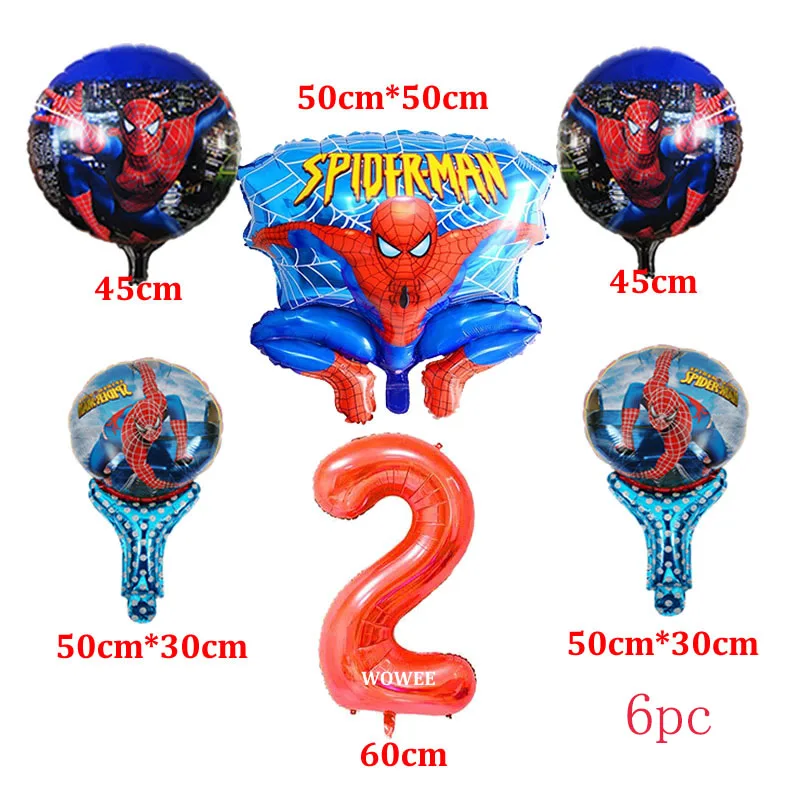 6pc Balloons 6 шт./компл. Человек-Паук Шляпы для вечеринки по случаю Дня рождения детский день рождения поставки "Человек-паук" крышка День Рождения украшения "Человек-паук" бумажные шляпы - Цвет: 6pc Balloons