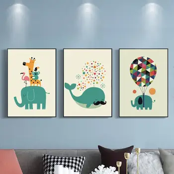 

Child Poster Nursery Wall Art Picture Print Forest Animal Painting Nordic Kid Baby Bedroom Decor