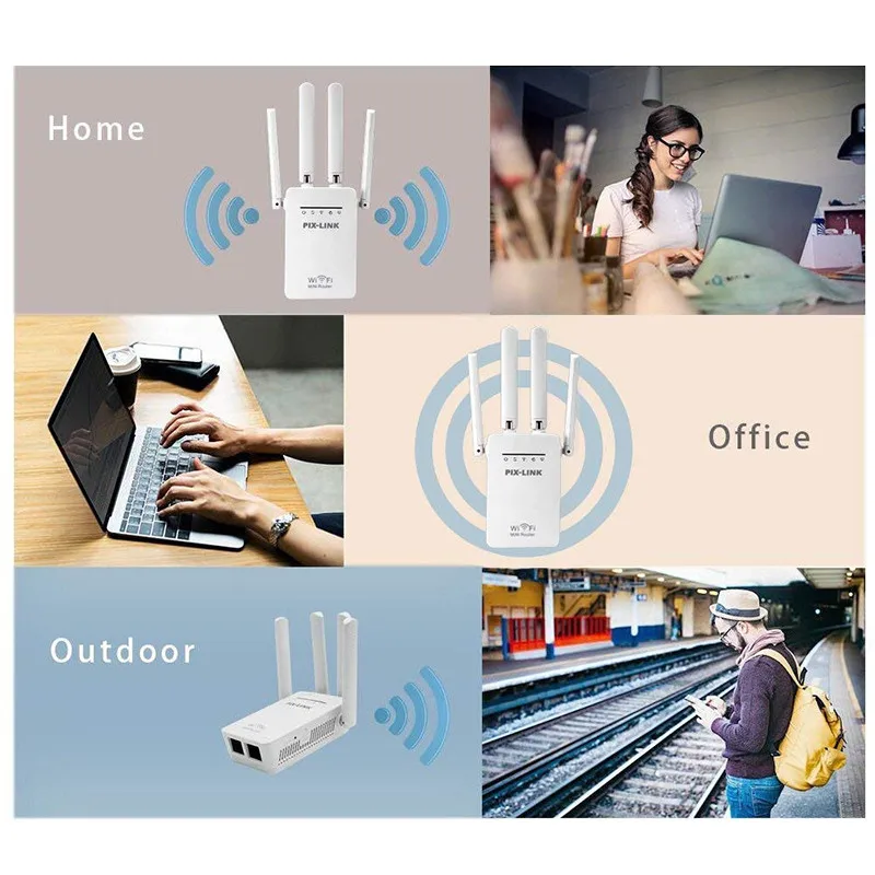 

Wifi Repeater Wireless Router Range Extender Signal Booster with Antenna Sky Wps EU Plug For Home / Office / Outdoor